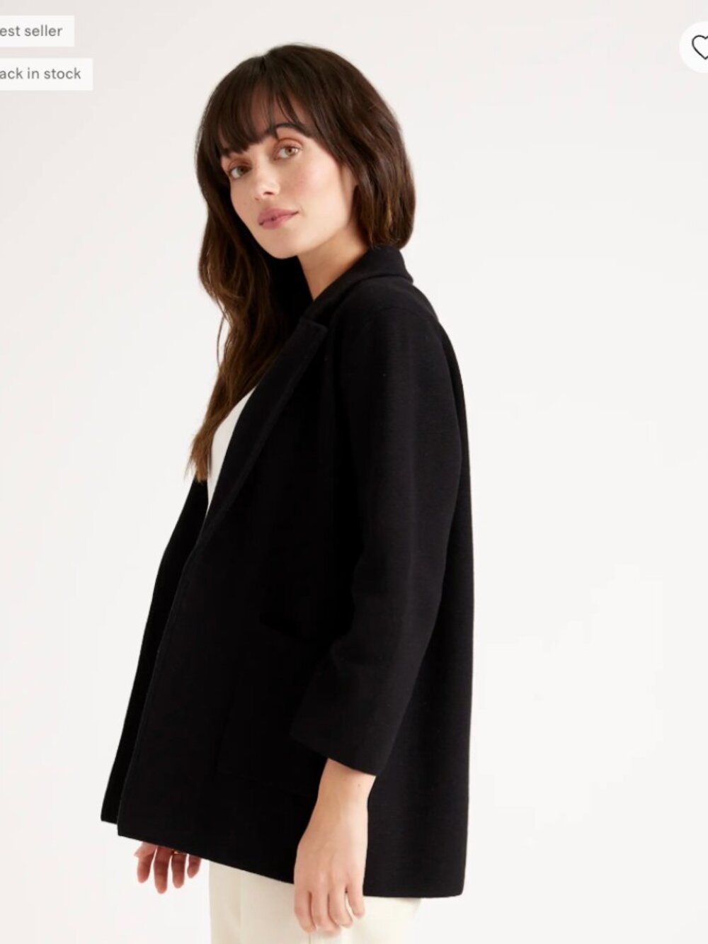 NWOT Quince Black 100% Organic Cotton Knit Blazer Size Small - Picture 3 of 10